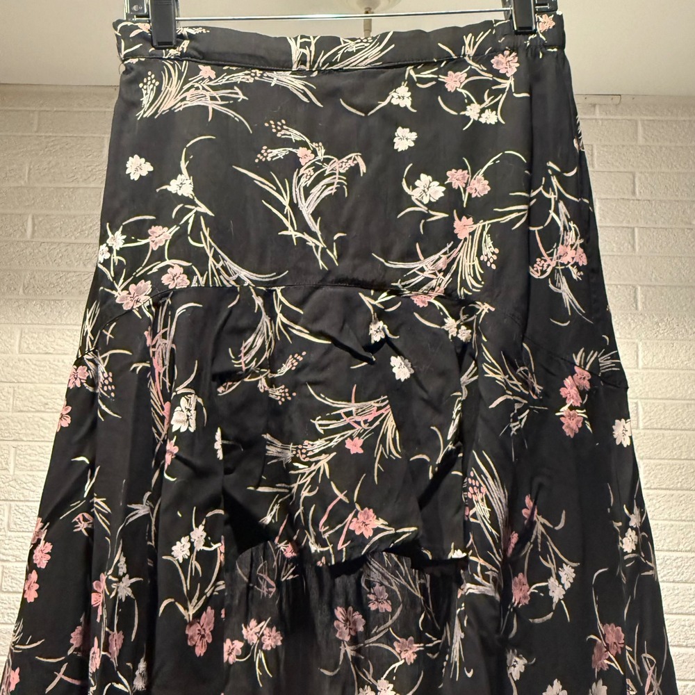 Angie‎ Black Floral High Low Skirt Maxi Womens Large Rayon - Picture 2 of 4
